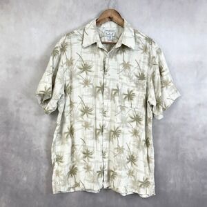 Ron Chereskin Mens Shirt XL Palm Print Linen Blend Coastal Dadcore Y2K Resort‎
